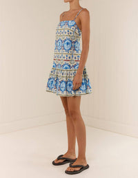 Palm Noosa Lima Mini Dress in lagoona tile - women's dress - detail view