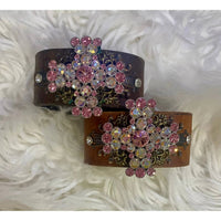 A Rare Bird Women's Rhinestone Cross Leather Cuff Bracelet in dark brown - women's jewelry - alternate view