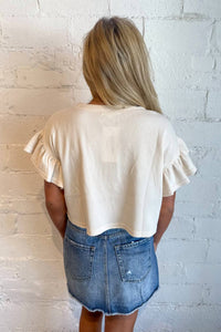 Day + Moon - Waffle Knit Ruffle Top