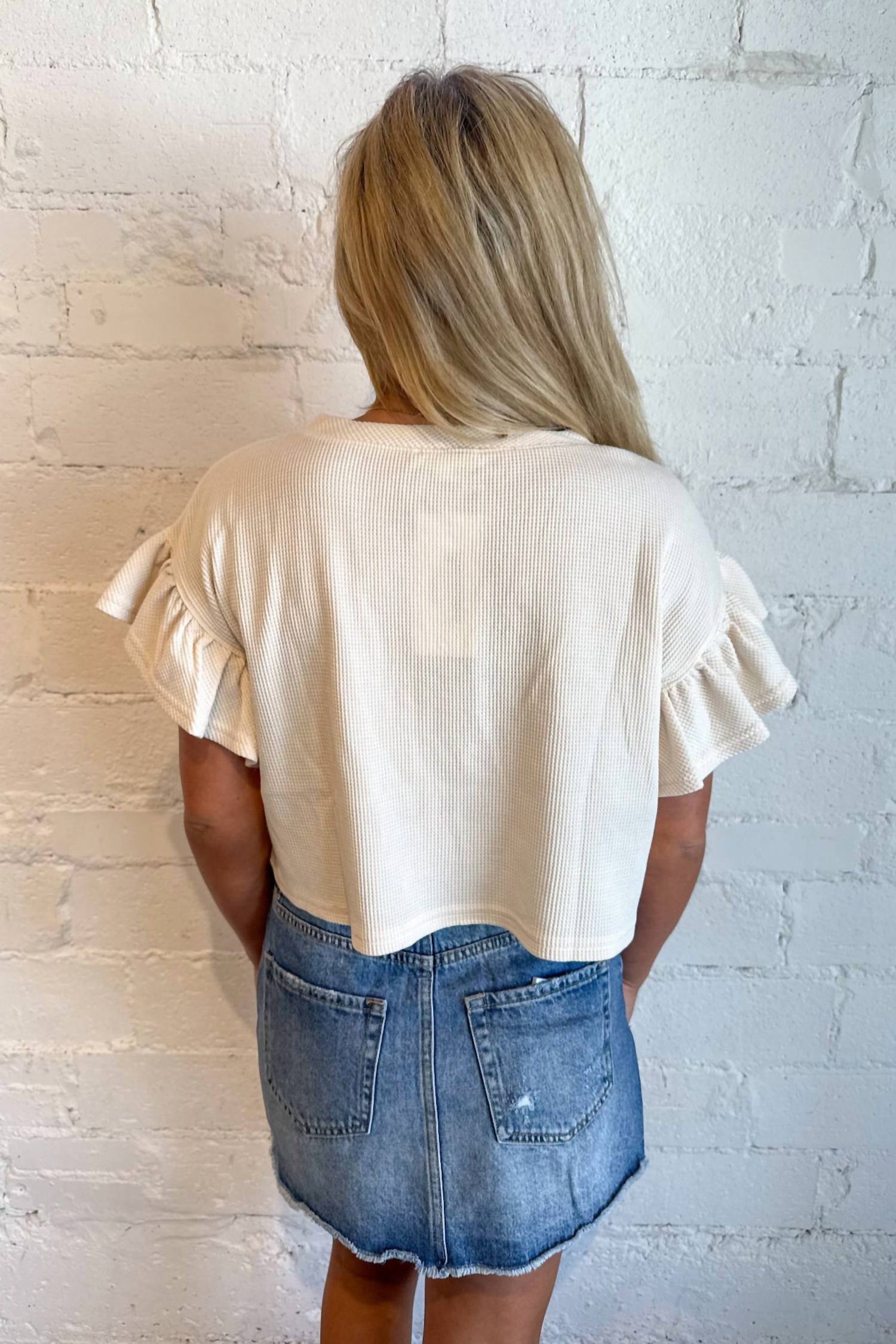 Day + Moon - Waffle Knit Ruffle Top