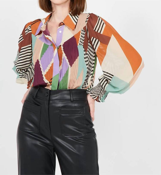 Suncoo - Lison Abstract Print Top
