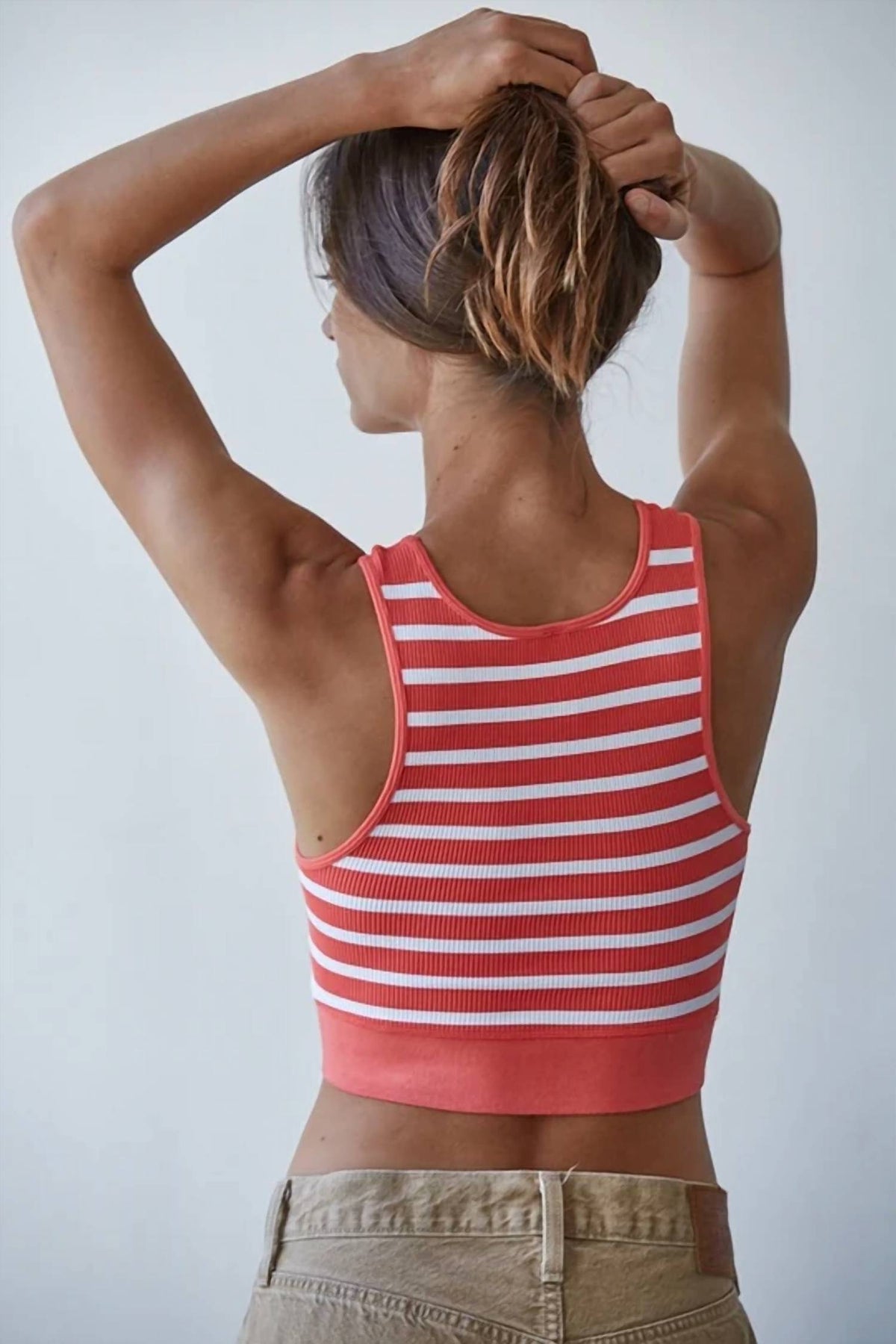 By Together - Ribbed Striped Racer Back Tank Top