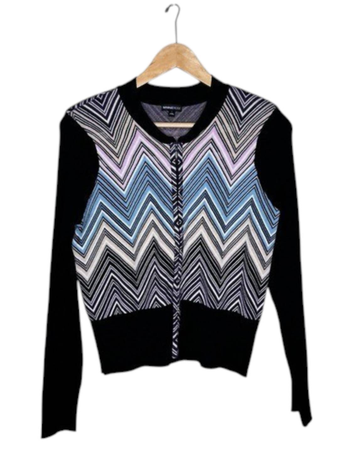 Minnie Rose - Women's Chevron Zip Up Sweater