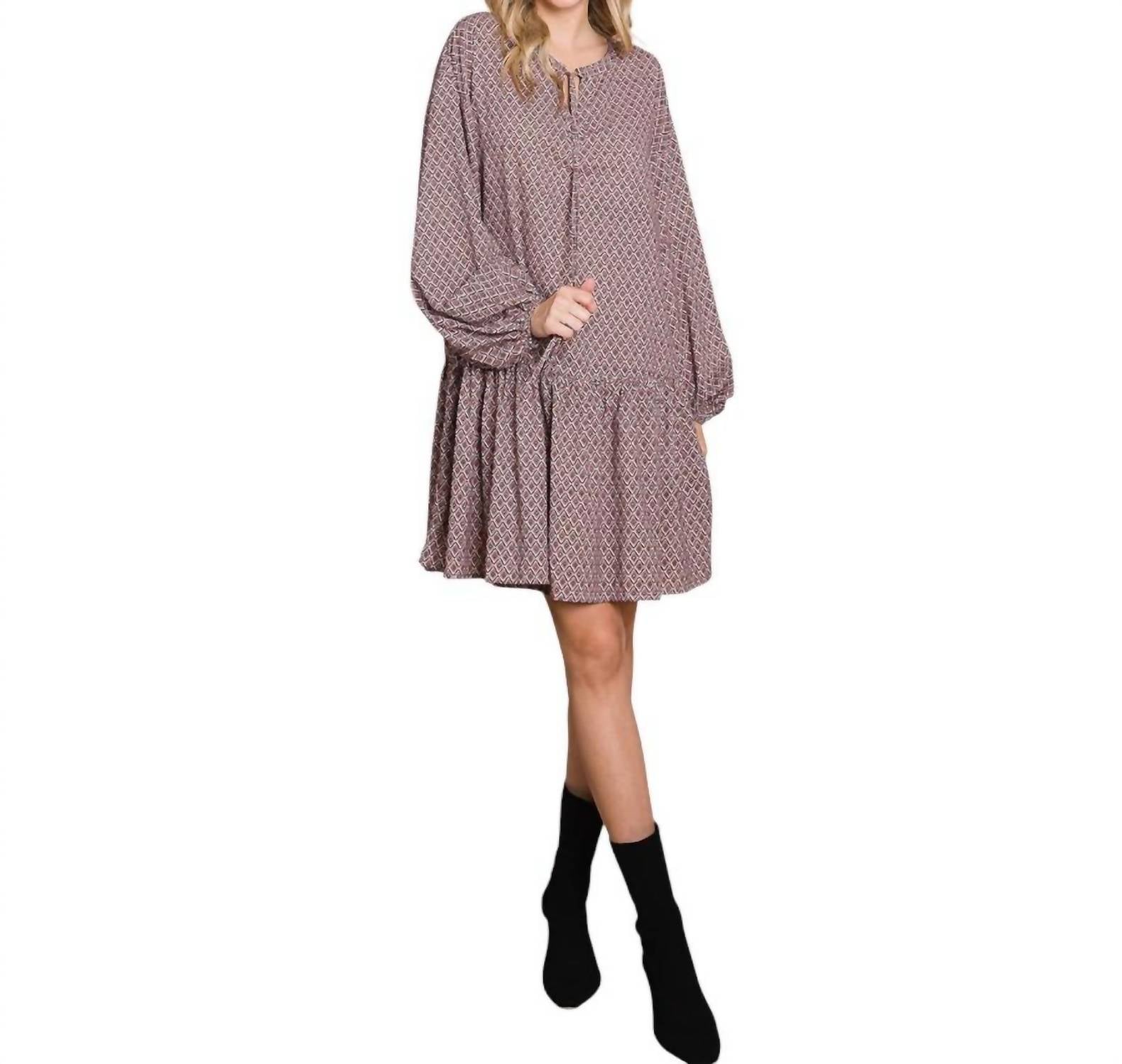 Cotton Bleu - Boho Tile Print Babydoll Dress