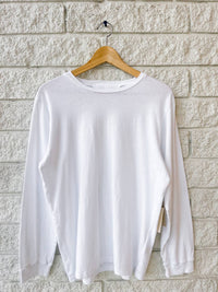 Mother Long Sleeve Rowdy Tee in bright white - women's long sleeve top - detail view