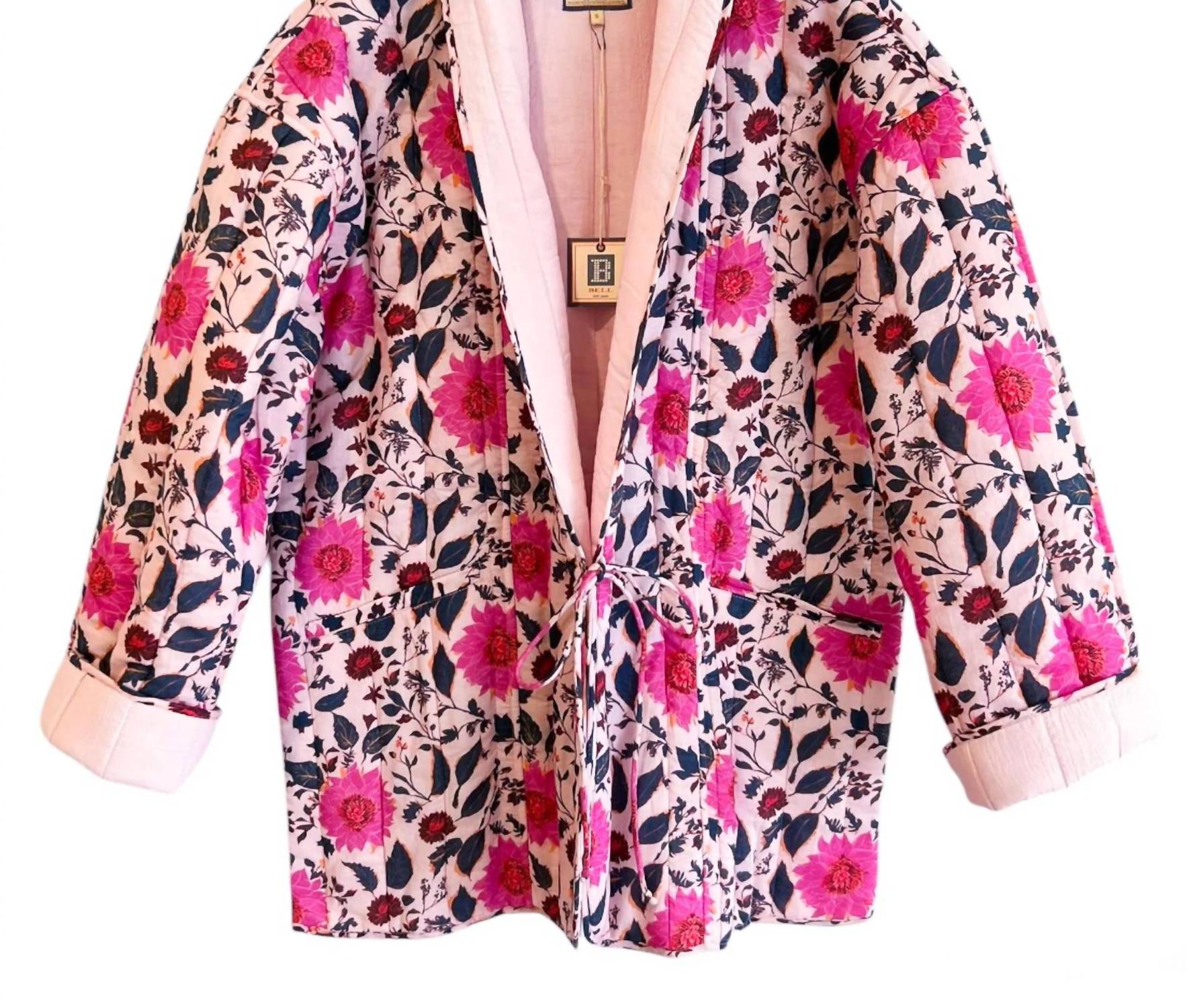 Bell by Alicia Bell Women's Quilted Coat in pink - women's jacket - detail view