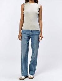Dear John Denim - Ribbed Stretchy Top With Ruffle Sleeves