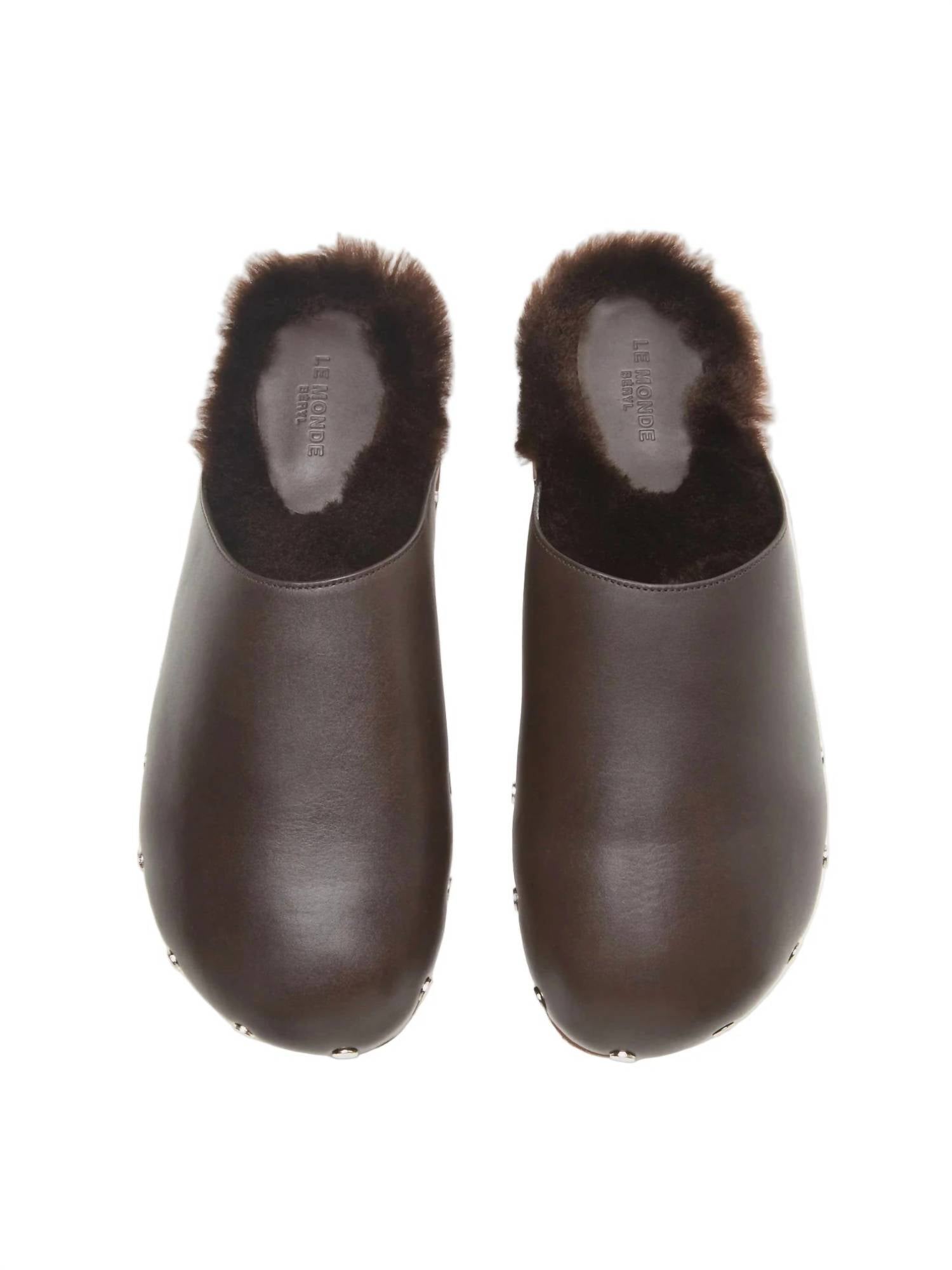 Le Monde Béryl - Women's Agnes Shearling-lined Leather Clogs