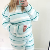 LE LIS Sunday Morning Stripe Sweater Top in mint - women's sweater - alternate view