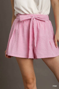 Umgee - Seersucker Tie Waist Shorts
