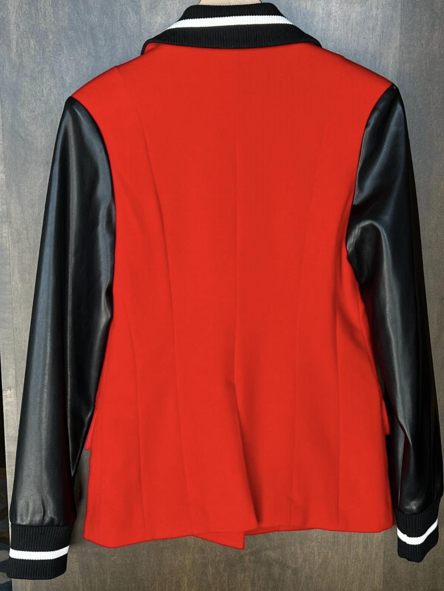 Dolce Cabo - Racer Stripe Vegan Leather Sleeve Blazer