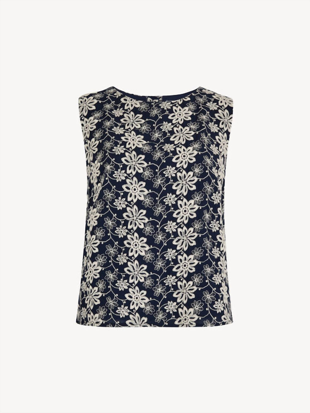 Apricot - Floral Embroidered Cotton Shell Top