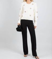 cinq a sept Piera Mini Sparkle Cardigan in ivory - women's cardigan - view 5