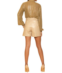 Golden - Selena Faux Leather Long Shorts