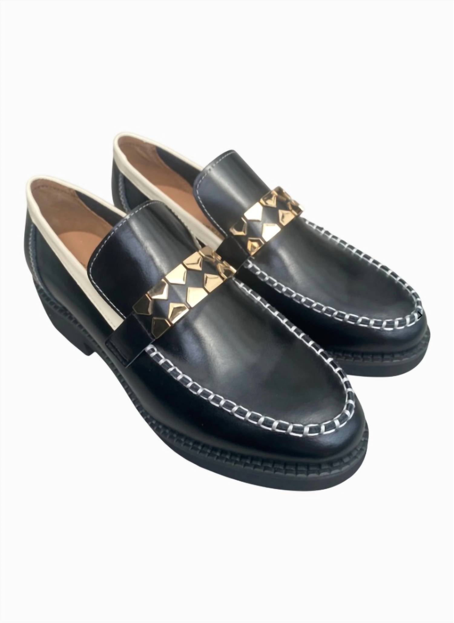 ALL BLACK Women's Clip And Stitch Loafer Shoe in black - women's flats