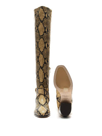 JIMMY CHOO Women's Beca 45mm Snake Print Boots in yellow - women's shoe - view 9