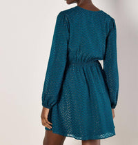 APRICOT Chevron Jacquard Wrap Dress in green - women's dress - detail view