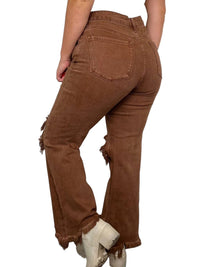 Risen - Sabrina Distressed High-rise Straight Leg Crop Jeans