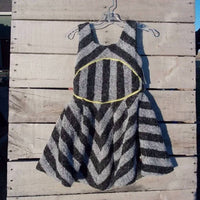La Miniatura Kids Striped Zipper Detail Sweater Dress in black gray neon - kids' dress - detail view