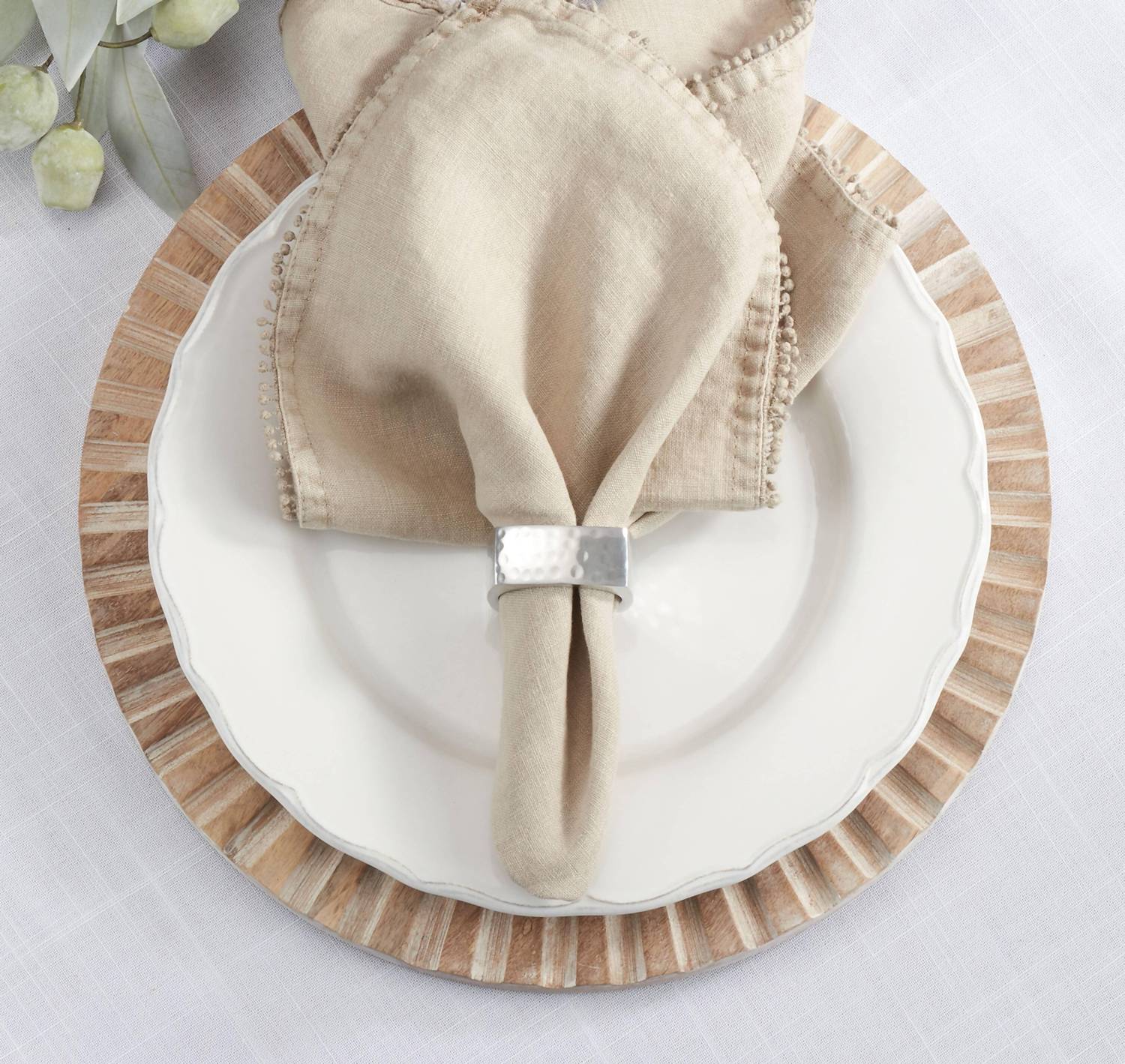 Saro Lifestyle - Hammered Napkin Ring - Set Of 4