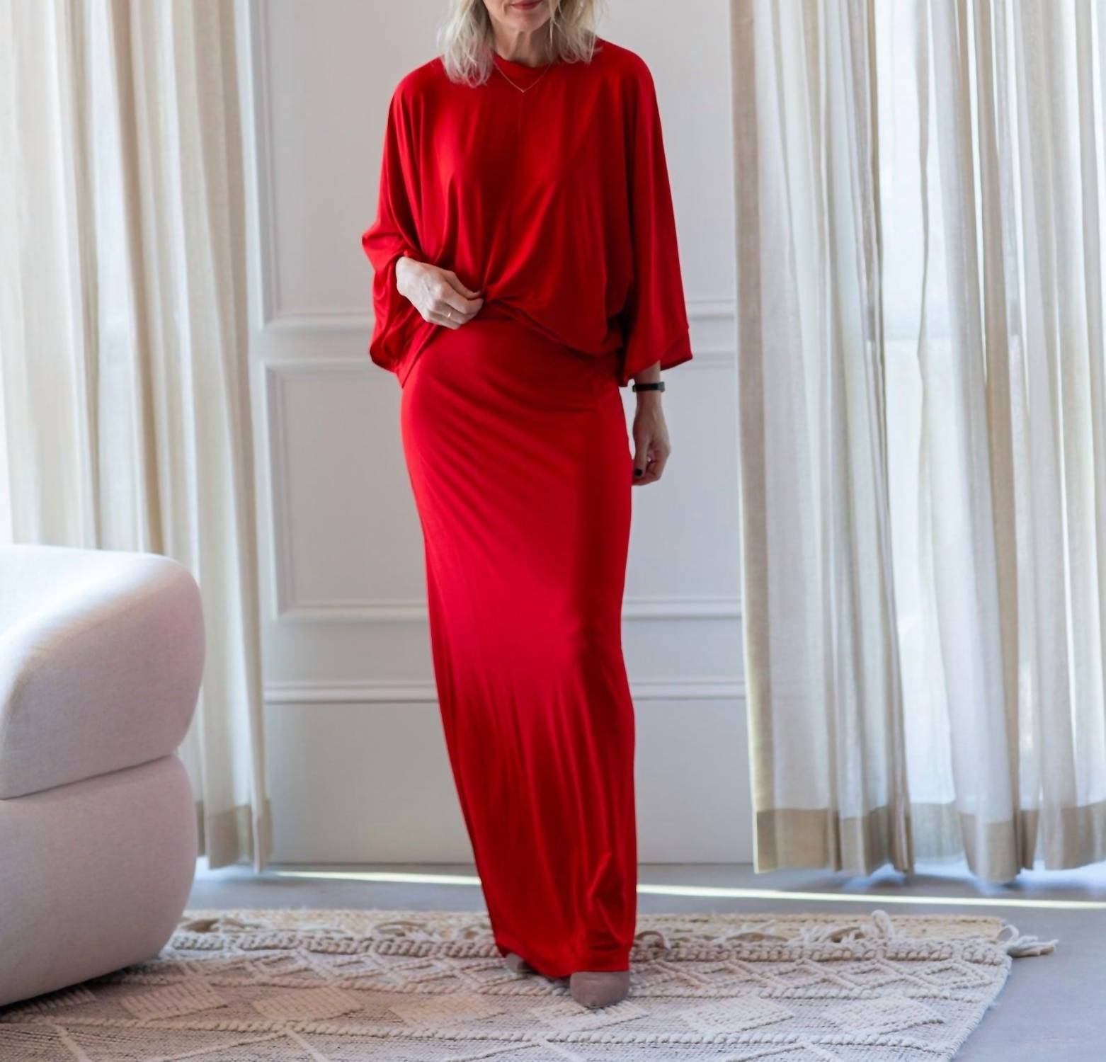 House of Dagmar Jersey Maxi Skirt in red - women's skirt - view 5