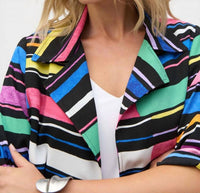 Joseph Ribkoff - Gauze Stripe Print Short Boxy Blazer