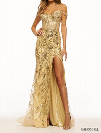 Sherri Hill Corset Bodice Sequin Prom Dress in gold - women's dress