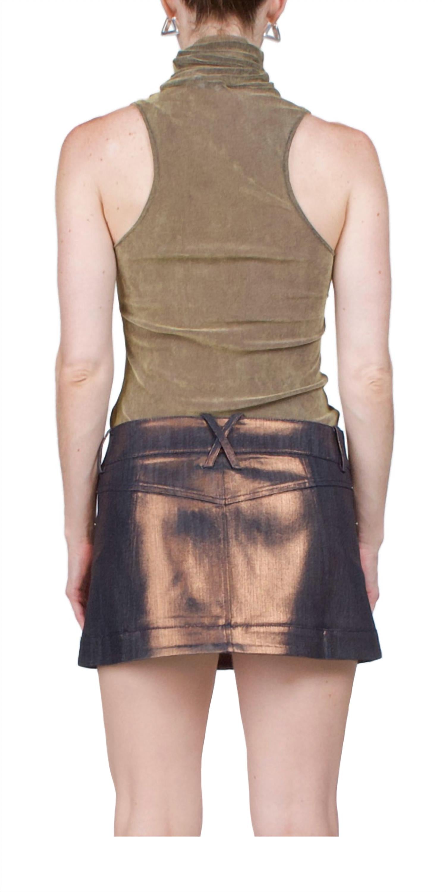 Priscavera - Velvet Mesh Turtleneck Tank Top
