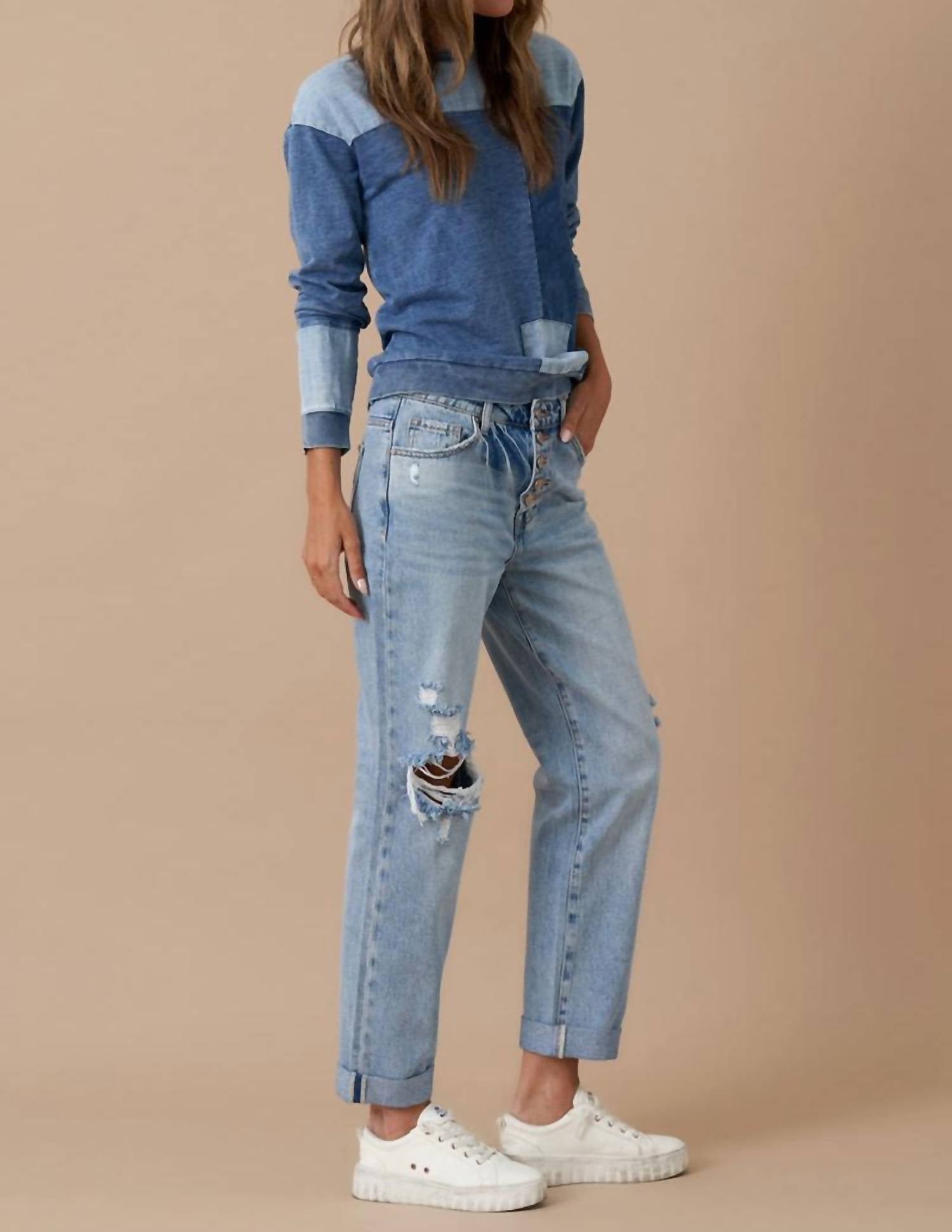 Insane Gene Rolled Up Boyfriend Jeans in light vintage - women's jeans - view 4