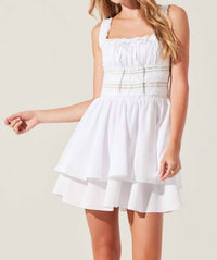 ASTR Melaine Lace Trim Mini Dress in white 1 - women's dress - detail view