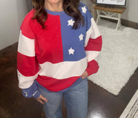 Sewn And Seen - Mineral Washed Americana Flag Sweatshirt