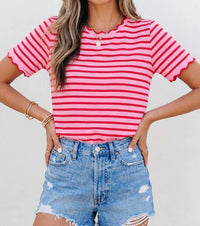 Aapparella - Women's Stripe Scallop Shirt
