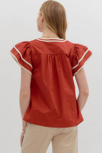 entro Drama in the Details Top in the details top in cinnamon - women's blouse - detail view