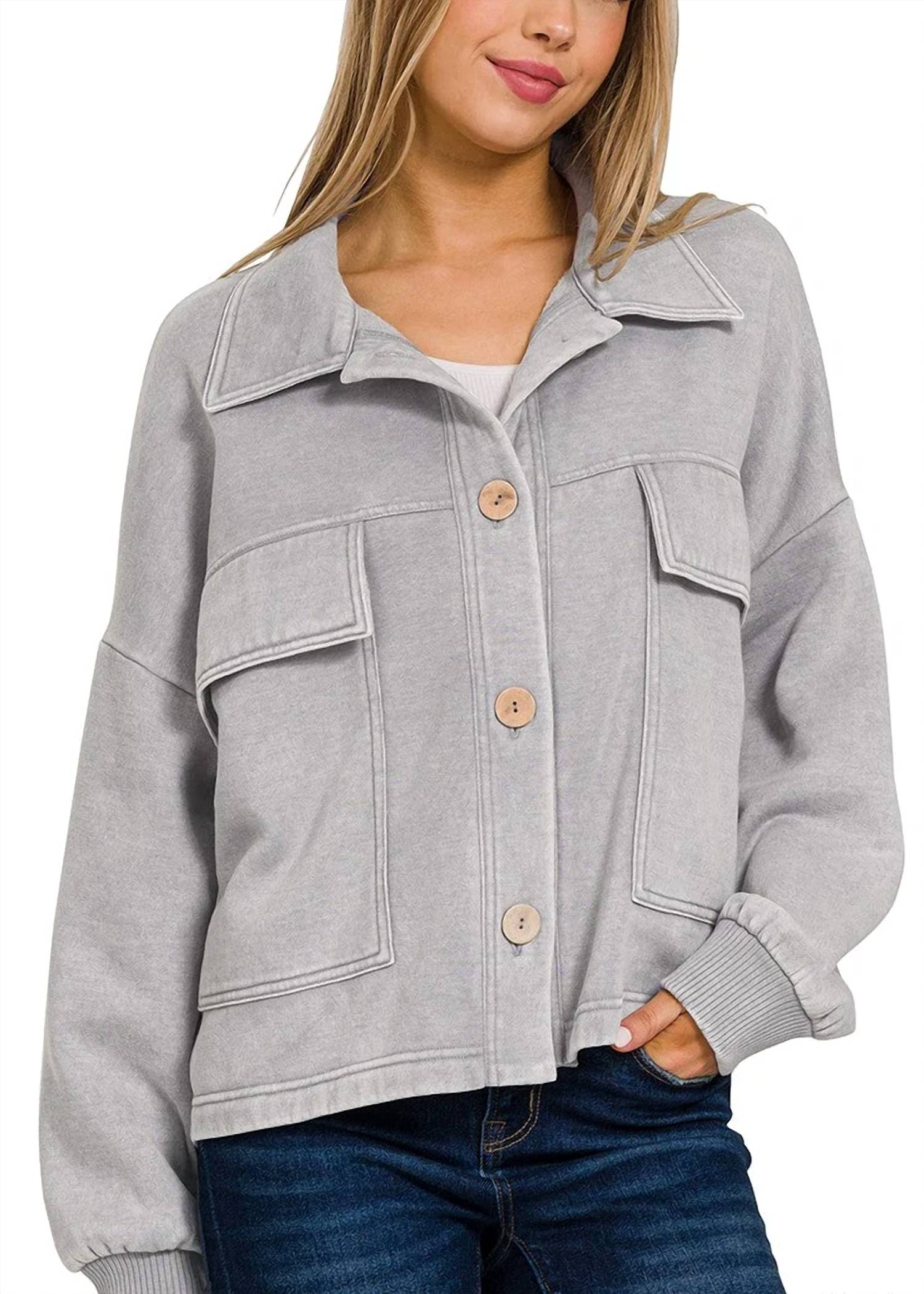 Zenana - Women's Acid Washed Cropped Shacket