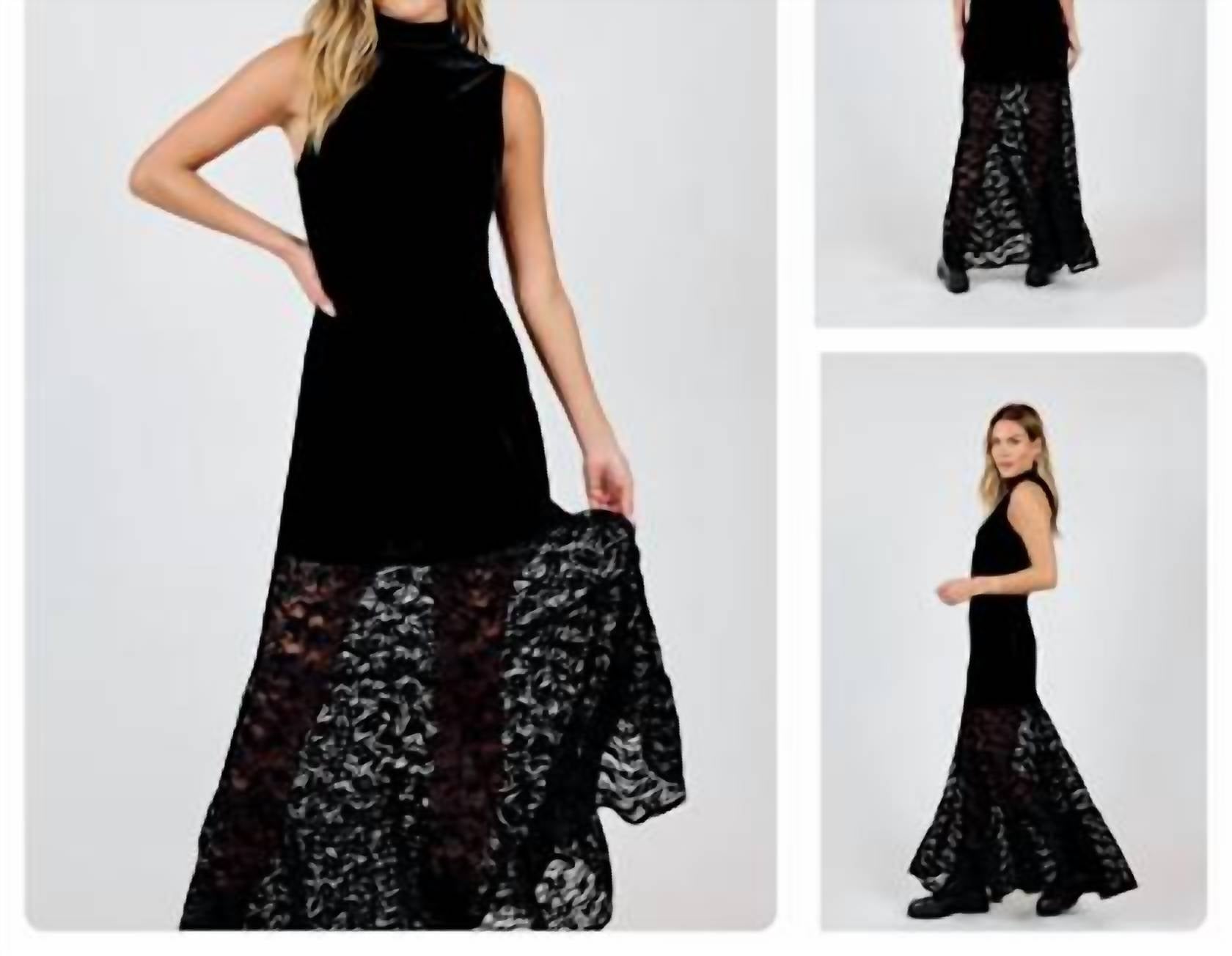 Sadie & Sage - Velvet Lace Contrast Maxi Dress