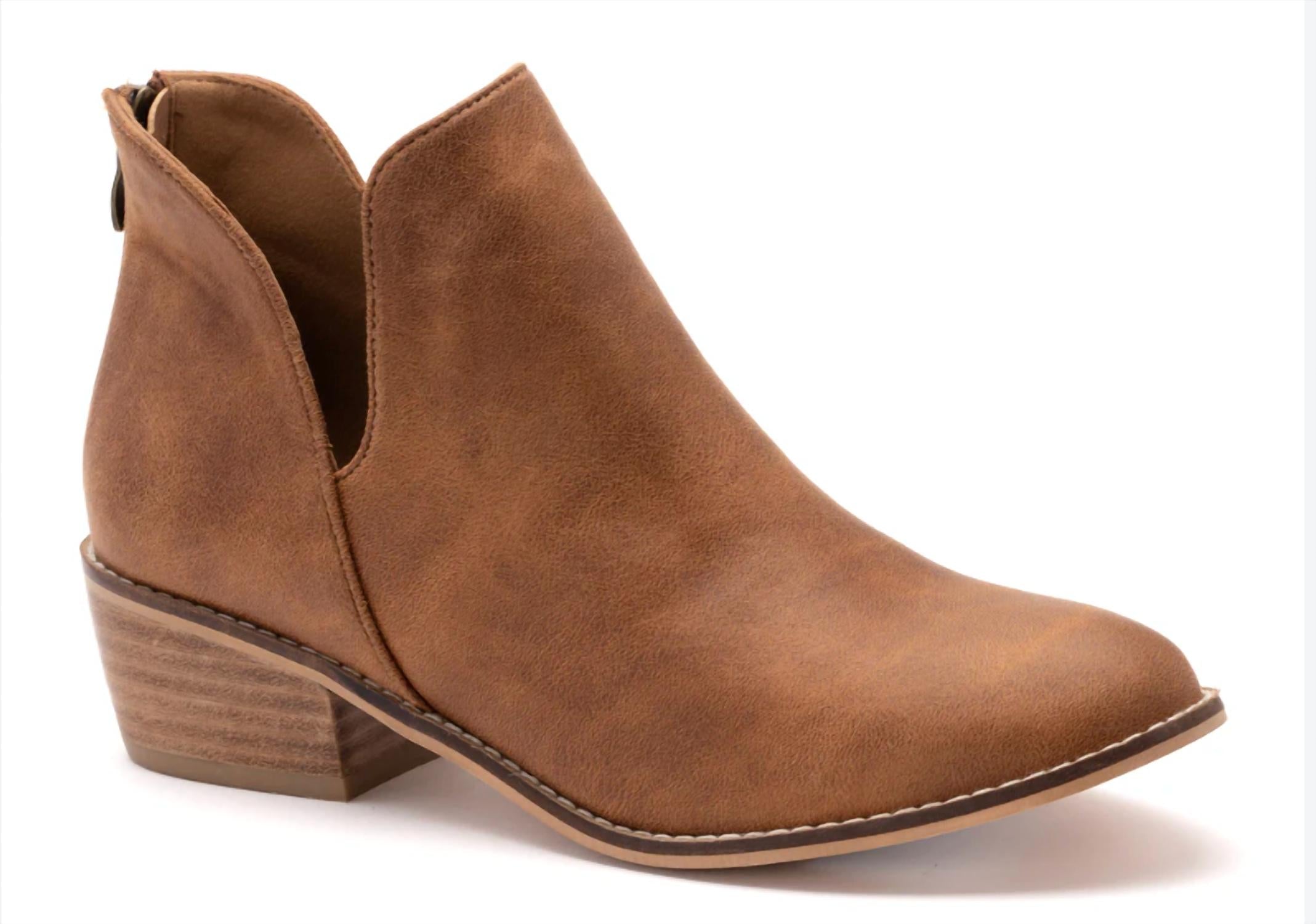 Corkys Footwear Women's Vanish Block Heel Bootie in caramel - women's shoe