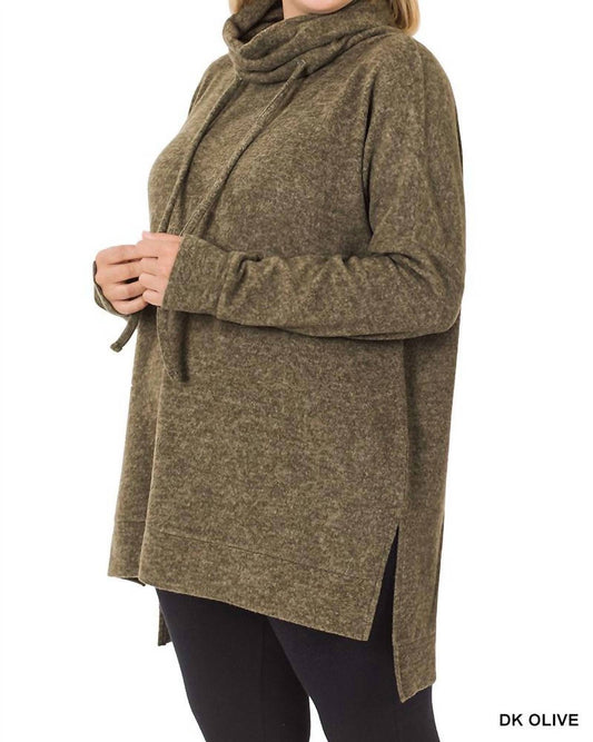 Zenana - Brushed Melange Funnel Neck Sweater