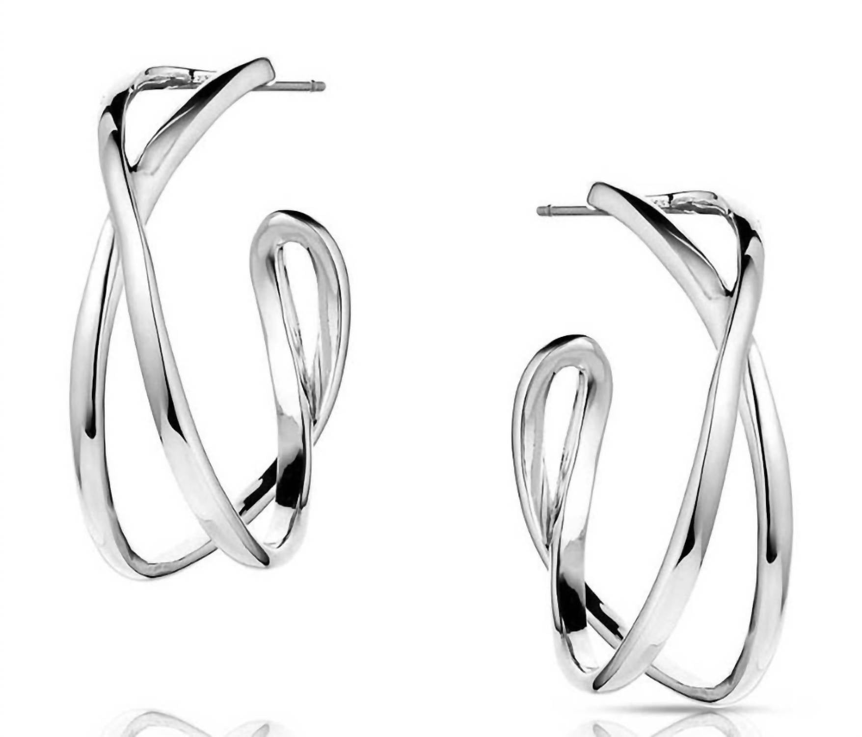 Montana Silversmiths Daring Crossed Post Back Hoop Earrings in silver - women's jewelry