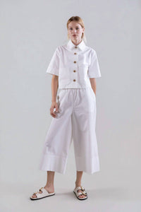 Psophia - Bouton & Brume Elastic Waist Cotton Palazzo Pants