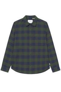 Les Deux Lennon Buffalo Check Overshirt in dark navy - men's shirt - alternate view