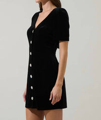 Sugarlips - Jackson Velvet Button Mini Dress