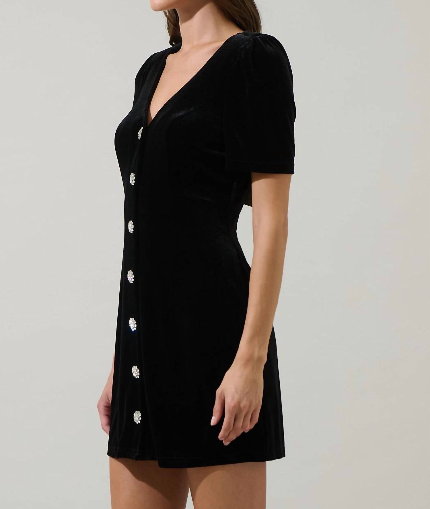Sugarlips - Jackson Velvet Button Mini Dress