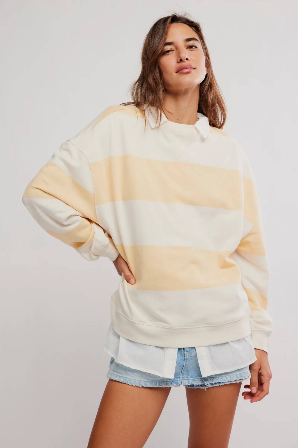Free People - Classic Stripe Crew Wide Sweater
