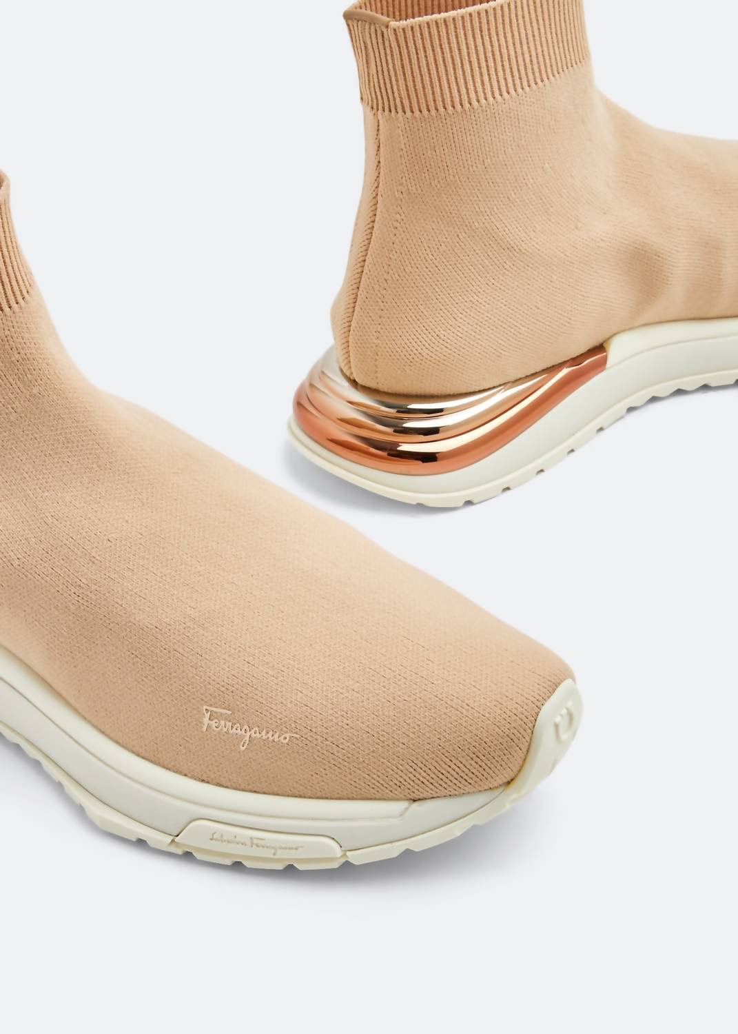Salvatore Ferragamo Women's Ninette Metallic Heel-counter Sneakers in beige - women's sneaker - alternate view
