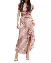 Allsaints - Brea Cascade V-neck Ruffled Dress