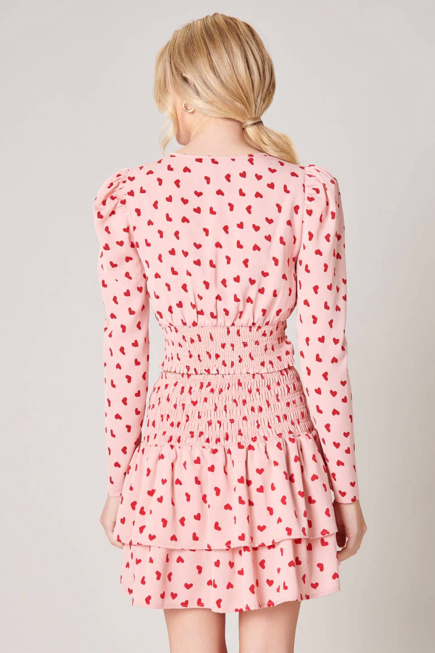Sugarlips - Corazon Heart Print Surplice Cropped Top