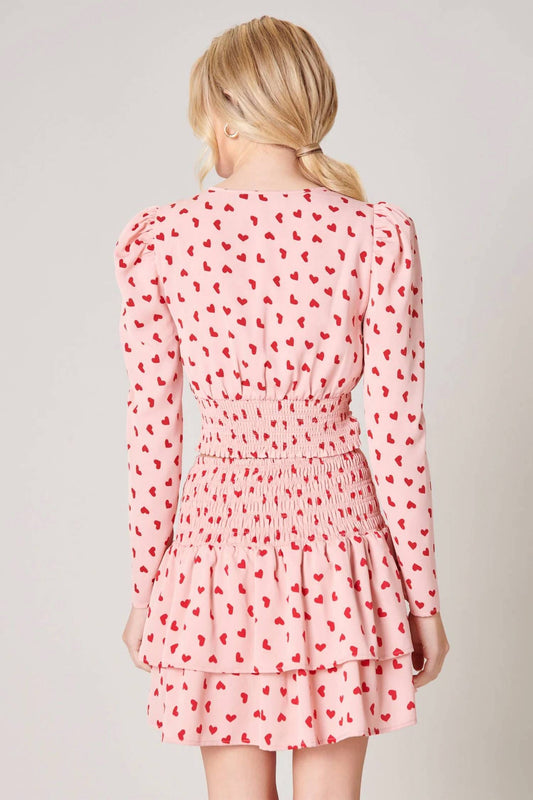 Sugarlips - Corazon Heart Print Surplice Cropped Top