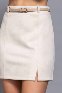 Active Basic - Ivy Belted Faux Suede Mini Skirt