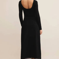 Z Supply Spellbound Mesh Midi Dress in black 1 - women's dress - detail view