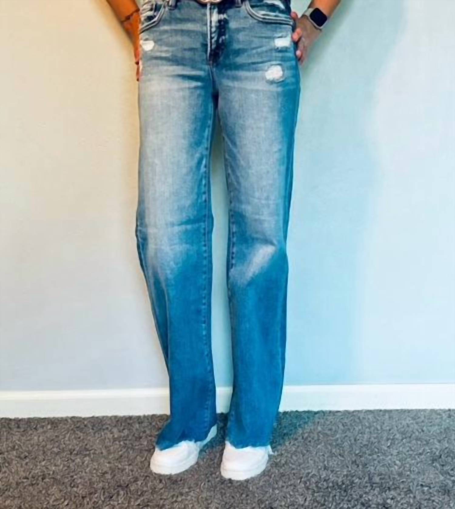 RISEN Mid Rise Wide Leg Jeans in blue 1 - women's jeans